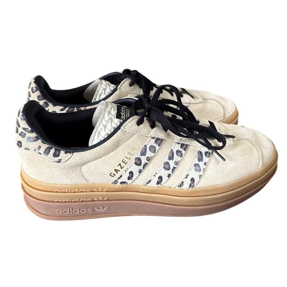 adidas Women's Gazelle Platform Bold in Cream Black Leopard Size 8.5